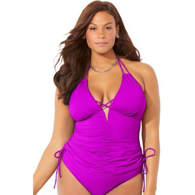  Swimsuits For All Women’s Plus Size Plunge Tankini Top