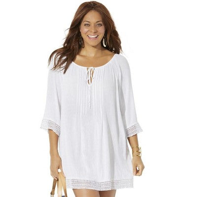  Swimsuits For All Women’s Plus Size Giana Crochet Cover Up Tunic