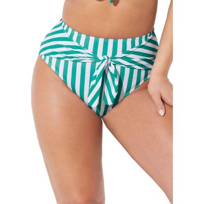  Swimsuits For All Women’s Plus Size Striped Tie Front Bikini Bottom