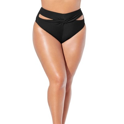  Swimsuits For All Women’s Plus Size Loop Cut Out High Leg Bikini Brief