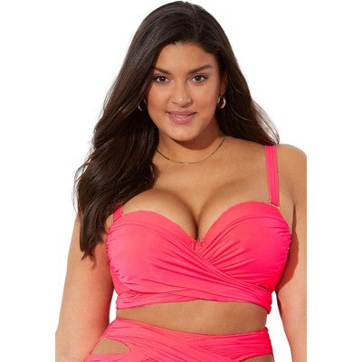  Swimsuits For All Women’s Plus Size Crisscross Cup Sized Wrap Underwire Bikini Top